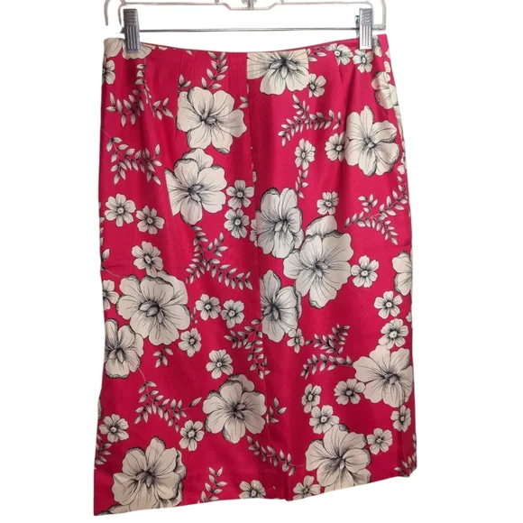 Ann Taylor LOFT 100% Silk Pink Floral Pencil Skirt Sz 6 - Picture 6 of 6